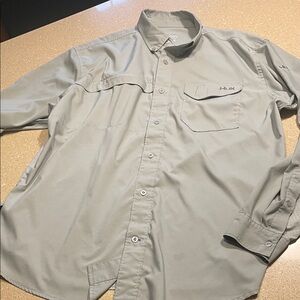 Huk Men's Light Gray Button Down Shirt